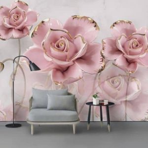 Tranh dán tường 3D hoa hồng nude TDT277