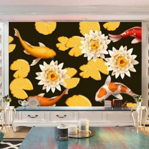 Tranh dán tường 3D trừu tượng hoa sen trắng TDT278