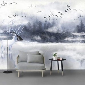 Tranh dán tường trừu tượng hươu trắng TDT288