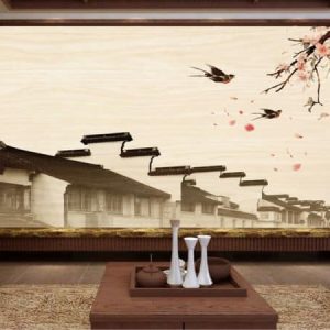 Tranh dán tường con phố cổ TDT291