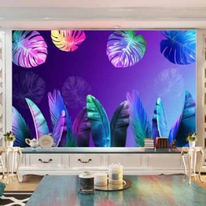 Tranh dán tường 3D lá cây màu sắc TDT303