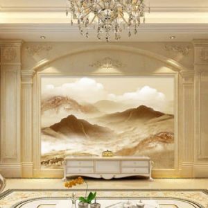 Tranh dán tường trừu tượng núi vàng TDT305