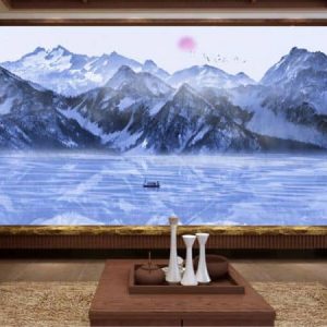 Tranh dán tường núi sông phủ tuyết TDT310