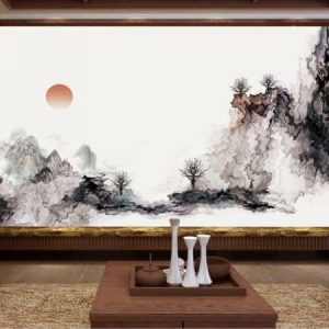 Tranh dán tường trừu tượng thiên nhiên núi rừng TDT311