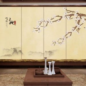 Tranh dán tường ghép cây hoa mai trắng TDT313