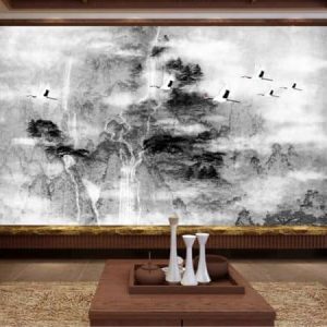 Tranh dán tường đàn hạc trắng TDT328