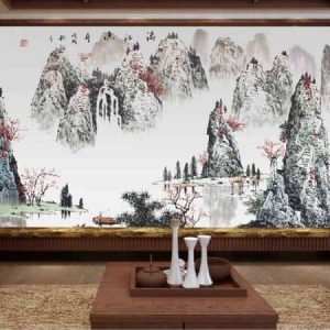 Tranh dán tường thủy mạc thiên nhiên núi rừng TDT329