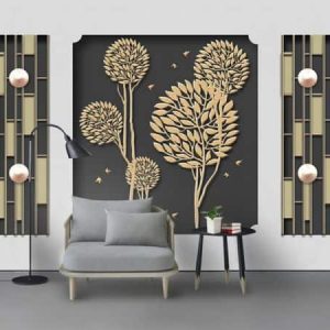 Tranh dán tường 3D cây lá vàng TDT338