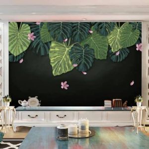 Tranh dán tường 3D lá và hoa TDT345