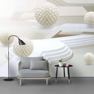 Tranh dán tường 3D quả cầu trắng TDT365