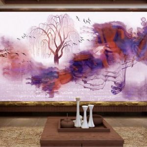 Tranh dán tường trừu tượng sắc tím TDT366