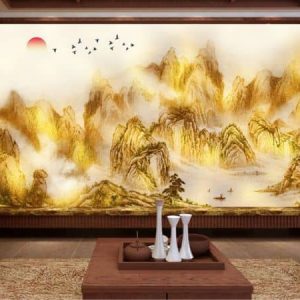 Tranh dán tường thiên nhiên núi vàng TDT367