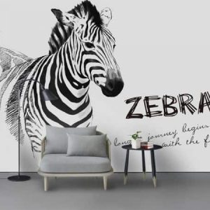 Tranh dán tường đen trắng ngựa vằn Zebra TDT374