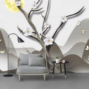 Tranh dán tường 3D hoa hồng trắng TDT389