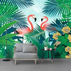 Tranh dán tường 3D chim hồng hạc TDT396