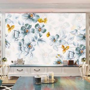 Tranh dán tường vẽ trừu tượng hoa xanh TDT404