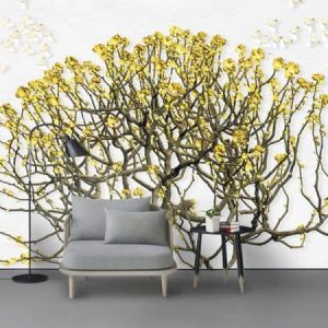 Tranh dán tường trừu tượng cây hoa vàng TDT405