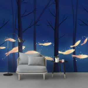 Tranh dán tường trừu tượng đàn cá vàng TDT417