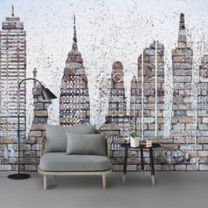 Tranh dán tường 3D thành phố cao tầng TDT421