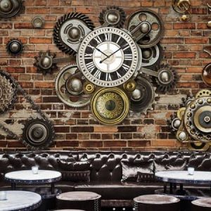 Tranh dán tường 3D đồng hồ cơ học TDT422