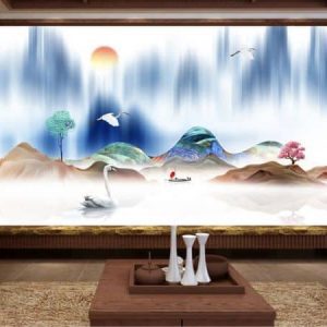 Tranh dán tường trừu tượng thiên nhiên nghệ thuật TDT424