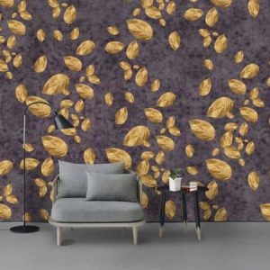 Tranh dán tường trừu tượng lá vàng TDT430