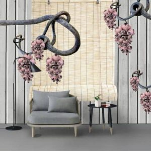 Tranh dán tường 3D chùm quả hồng TDT435