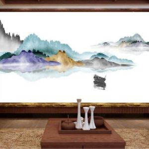 Tranh dán tường trừu tượng thiên nhiên sắc màu TDT450