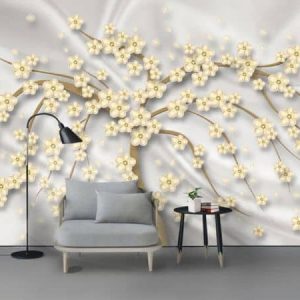 Tranh dán tường 3D cây hoa trắng TDT460
