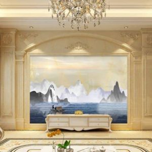 Tranh dán tường trừu tượng người chèo thuyền TDT465