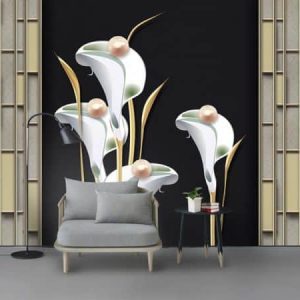 Tranh dán tường 3D hoa trắng ngọc trai TDT466