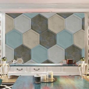 Tranh dán tường 3D hình học lục giác TDT467