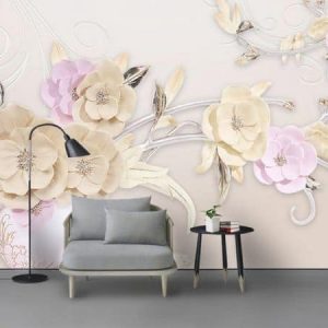 Tranh dán tường 3D cành hoa trà TDT475