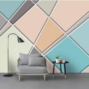 Tranh dán tường 3D hình học màu sắc TDT476