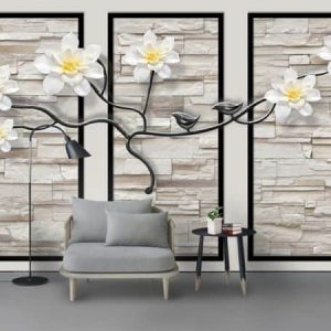 Tranh dán tường 3D hoa sen trắng TDT491