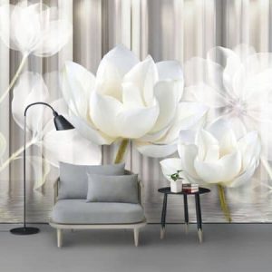 Tranh dán tường 3D hoa sen trắng TDT492