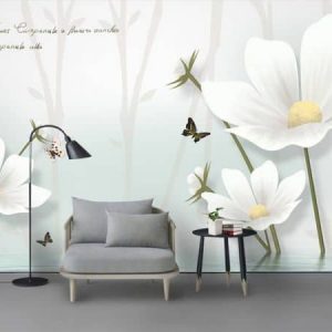 Tranh dán tường 3D hoa và bướm TDT509