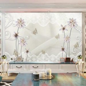 Tranh dán tường 3D hoa tím TDT515