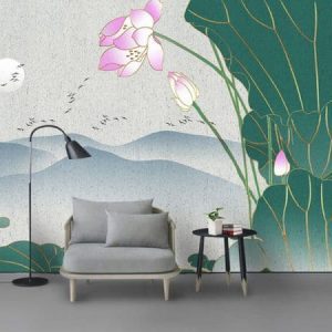 Tranh dán tường 3D hoa sen trắng TDT520