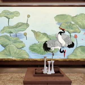 Tranh dán tường chim hạc trắng TDT525