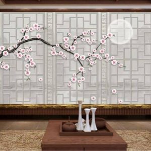 Tranh dán tường cành hoa đào trắng TDT538