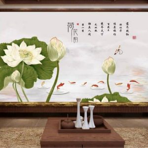Tranh dán tường hoa sen trắng TDT544