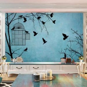 Tranh dán tường trừu tượng đàn chim TDT545