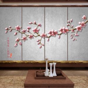 Tranh dán tường 3D cành hoa đào TDT546