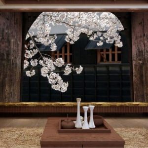 Tranh dán tường 3D cành hoa trắng TDT552