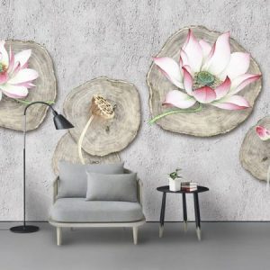 Tranh dán tường 3D hoa sen nghệ thuật TDT563