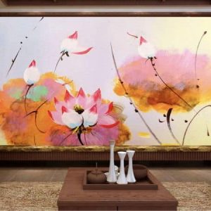 Tranh dán tường vẽ hoa sen nghệ thuật TDT565