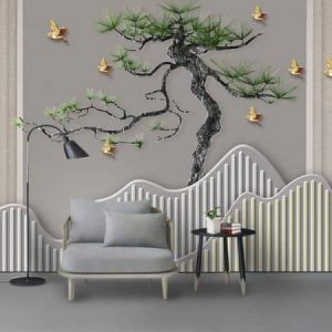 Tranh dán tường 3D đàn chim vàng TDT567