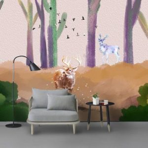 Tranh dán tường vẽ nghệ thuật hươu nâu TDT569