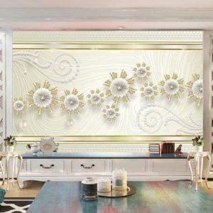 Tranh dán tường 3D hoa cánh vàng TDT574